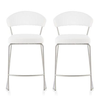 a6cf5708a39ade533f94891ae3d202c68adc16772ca3e8dbd008e78fe093459f.jpg An Image of Adelina Contemporary Bar Stool In White Faux Leather In A Pair