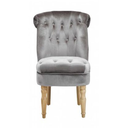 An Image of Carlos Boudoir Style Chair In Silver Fabric With Linen Effect