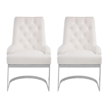 An Image of Azaltro Ivory Linen Fabric Dining Chairs In Pair