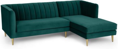An Image of Amicie Right Hand Facing Chaise End Corner Sofa, Seafoam Blue Velvet