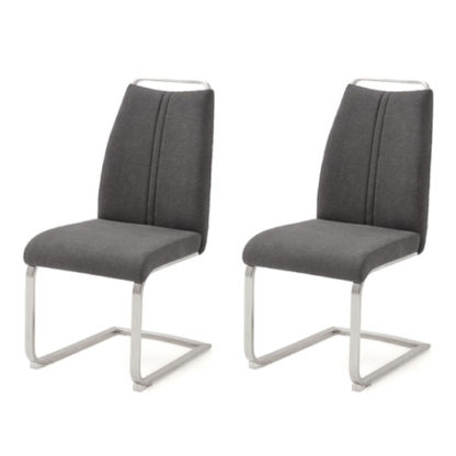 An Image of Giulia Anthracite Fabric Cantilever Dining Chair In A Pair