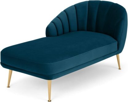 An Image of Primrose Left Hand Facing Chaise Longue, Velvet Petrol Teal