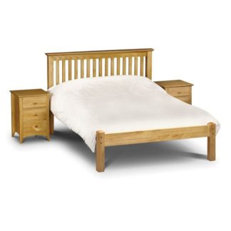 An Image of Velva Wooden Double Size Low Foot Bed In Low Sheen Lacquer