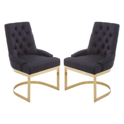 a80268257c9887001420484fa76597fcd2a5d2ef45da3ba945b978b15fba8485.jpg An Image of Azaltro Black Linen Fabric Dining Chairs In Pair