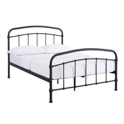 An Image of Halston Metal Double Bed In Black