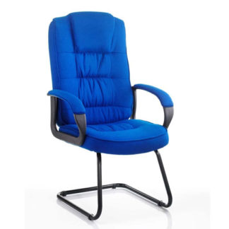 An Image of Moore Fabric Cantilever Visitor Chair In Blue With Arms