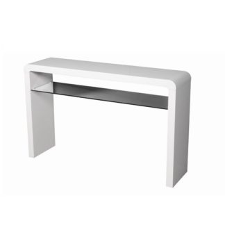 An Image of Norset Large Console Table In White Gloss With 1 Glass Shelf