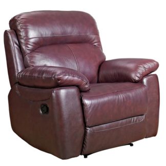 An Image of Aston Leather Recliner Sofa Chair In Chestnut