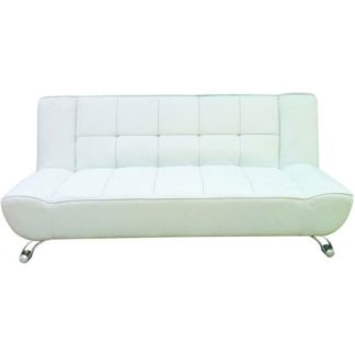 An Image of Vanessa White Faux Leather Sofa Bed