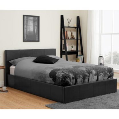 An Image of Berlin Fabric Ottoman Double Bed In Black