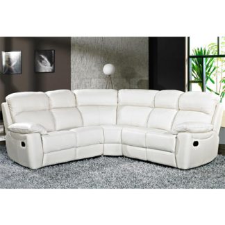 An Image of Aston Leather Corner Recliner Sofa In Ivory