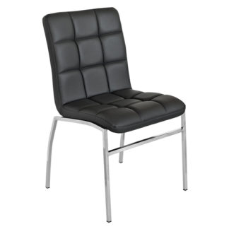 An Image of Coco Black PU Leather Dining Chair With Chrome Legs