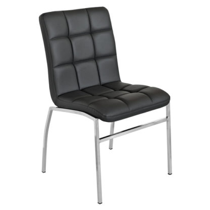 An Image of Coco Black PU Leather Dining Chair With Chrome Legs