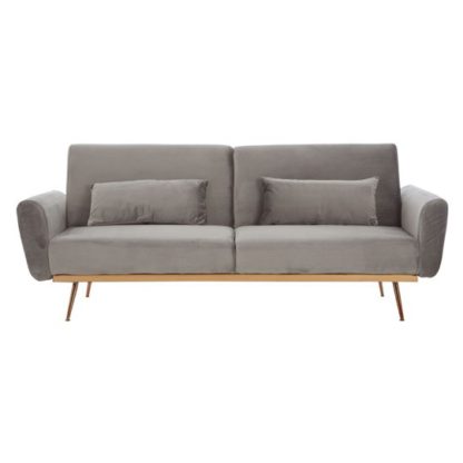 a9232a00fca95eca0e0aebfd8299a125bad29ed9acae6871026cfad1dbff04c1.jpg An Image of Eltanin Grey Velvet Sofa Bed With Metallic Gold Legs