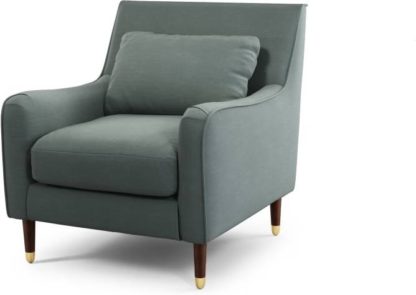 An Image of Content by Terence Conran Oksana Armchair, Athena Dark Grey with Dark Wood Brass Leg