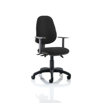 An Image of Redmon Fabric Office Chair In Black With Height Adjustable Arms