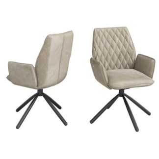An Image of Zanetti Swivel Mink Velvet Fabric Dining Chairs In Pair