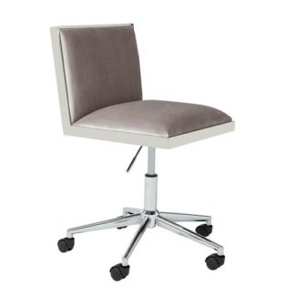 An Image of Apex Office Chair In Grey Velvet With Stainless Steel Frame