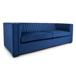 An Image of Torin 3 Seater Sofa In Blue Brushed Velvet
