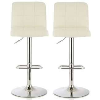 An Image of Lesly Contemporary Bar Stool In White Faux Leather In A Pair