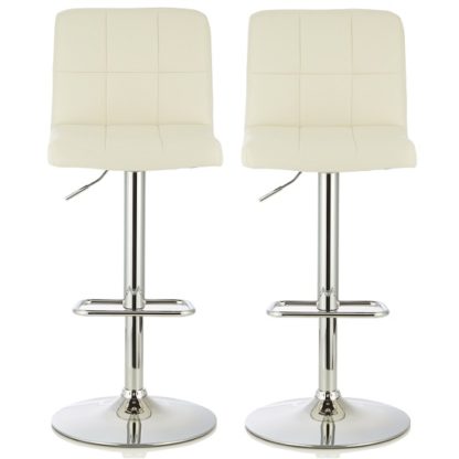 An Image of Lesly Contemporary Bar Stool In White Faux Leather In A Pair