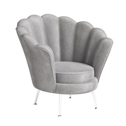 aa06df4e5446da06c83ddb71419027403462a9b24089ab47f82fa1b8c1f92586.jpg An Image of Erica Velvet Fabric Lounge Chair In Silver Grey