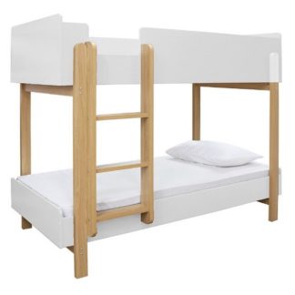 An Image of Marisol Wooden Bunk Bed In Matt White And Oak