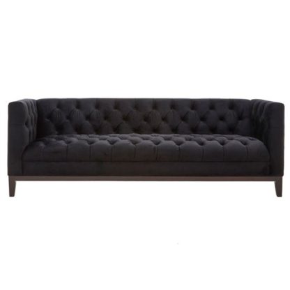 aa354d9bb9d5f7306b967ad7146884b981841d8d134bc33bf450e8110417a732.jpg An Image of Okab 3 Seater Velvet Sofa In Black