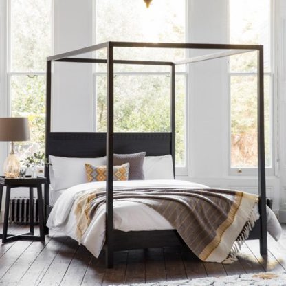 An Image of Boho Boutique King Size Bed In Matt Black Charcoal