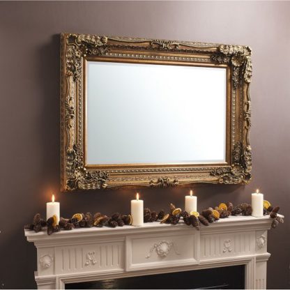 aadb166dc34f964353420ce061a39017cbe337b1d44c470aa8ea686fec28f06a.jpg An Image of Louisa Baroque Style Wall Mirror Rectangular In Gold