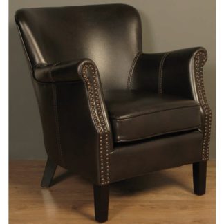 An Image of Aquarii Leather Air Fabric Lounge Armchair Dark Brown