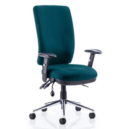 ab5d48ad49960d2e29a5fd38fe5d941559e76061463f31c7e52f2164011940e5.jpg An Image of Chiro High Back Office Chair In Maringa Teal With Arms