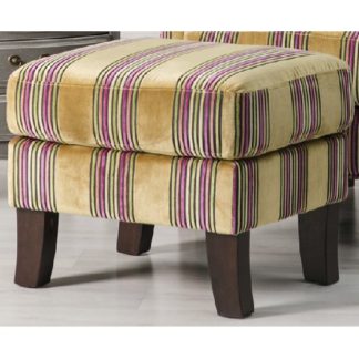 An Image of Humphrey Fabric Footstool In Gold With Wooden Feet