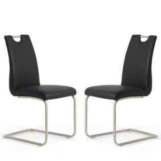 An Image of Harley Harley Dining Chair In Black Faux Leather In A Pair