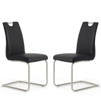 An Image of Harley Harley Dining Chair In Black Faux Leather In A Pair