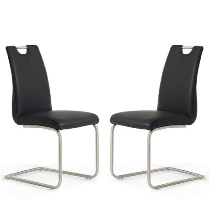 ac0b6a606da2080e8883380073b029f5ab648f14973a6cdbd45cb3ad8ec776fb.jpg An Image of Harley Harley Dining Chair In Black Faux Leather In A Pair
