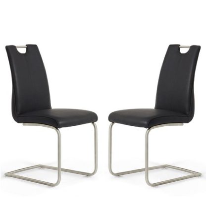 An Image of Harley Harley Dining Chair In Black Faux Leather In A Pair