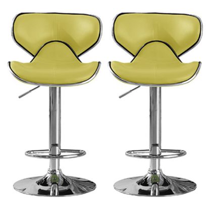 ac419a7638bd878ad80255e98cc9eb6710767ab3c7570a84508cdc592036356f.jpg An Image of Hillside Lime PU Leather Bar Stool In Pair With Chrome Base