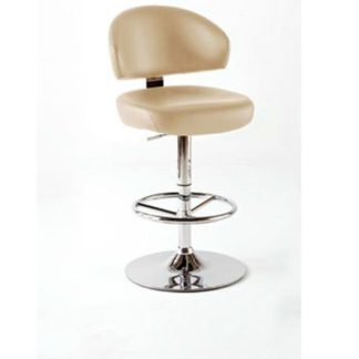 An Image of Bingo Cream Bar Stool In Faux Leather With Chrome Base