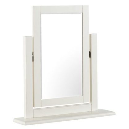 An Image of Alaya Vanity Mirror In Stone White Finish
