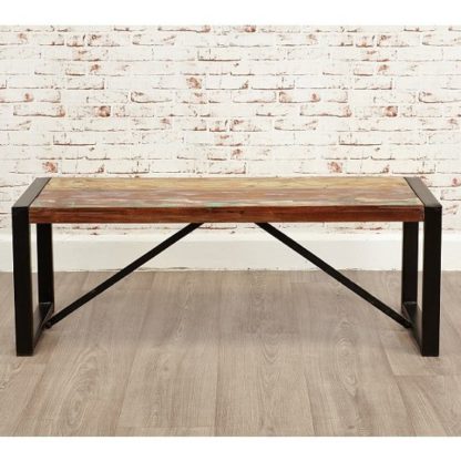 An Image of London Urban Chic Wooden Small Dining Bench With Steel Base