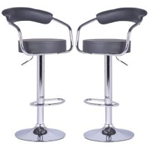 ad02c386811e863078ca97417c82533ef9a5a96328d0c6a1290d44e883ad98c9.jpg An Image of Zenith Bar Stools In Charcoal Grey Faux Leather in A Pair