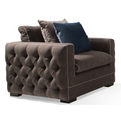 An Image of Ivy Fabric 1 Seater Sofa In Charcoal With Scatter Cushions