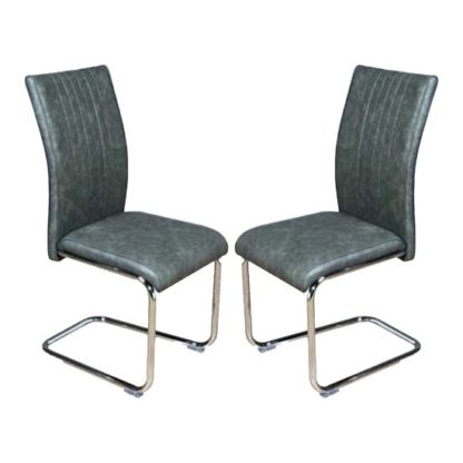 An Image of Ceibo Two Tone Grey Leather Dining Chairs In Pair