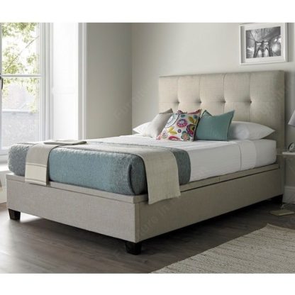 An Image of Florus Fabric Ottoman Storage King Size Bed In Oatmeal
