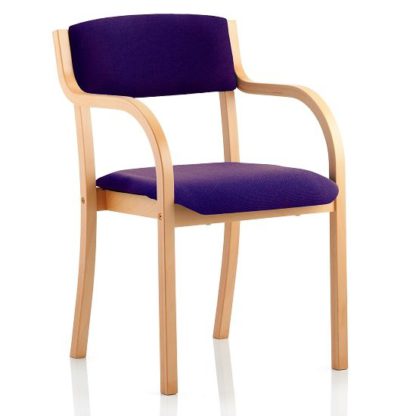 An Image of Charles Office Chair In Purple And Wooden Frame With Arms