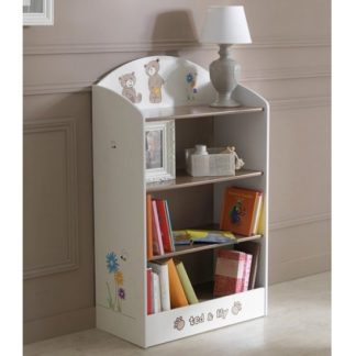 An Image of Britta Wooden Bookshelf In Chocolate And Beige