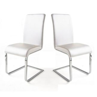 An Image of Lotte I Dining Chair In White Faux Leather in A Pair