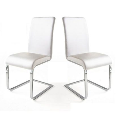 ae0bc108fa262c78a0cdf71c9e47c14ca935aed86ad2fdf86c926879950ec78f.jpg An Image of Lotte I Dining Chair In White Faux Leather in A Pair