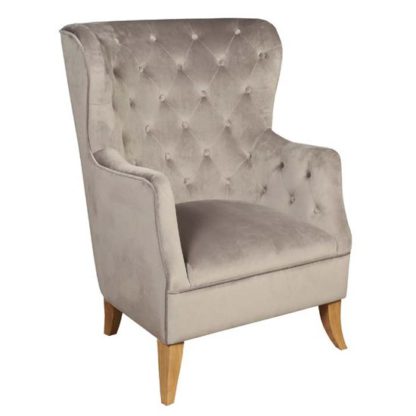 An Image of Pegasi Linen Fabric Lounge Chaise Armchair In Grey Velvet